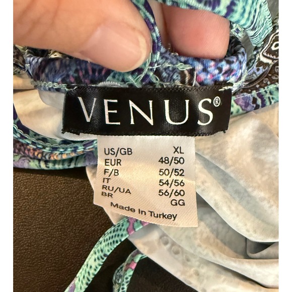 Venus XL Cami Top Blue Boho Embellished Beaded Strappy Back Medallion Print Art - Picture 4 of 11